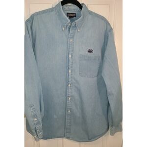 Lands End Distressed Denim Shirt Penn State PSU Button Collar Embroidered XL 17